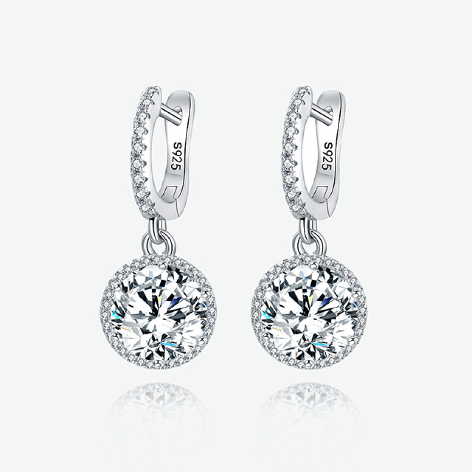 925 Sterling silver rhodium white gold plated cubic zirconia earrings
